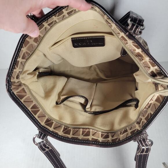Nine & Co. Nine West Casual Patterned Shoulder Bag with Brown Trim - Picture 7 of 12